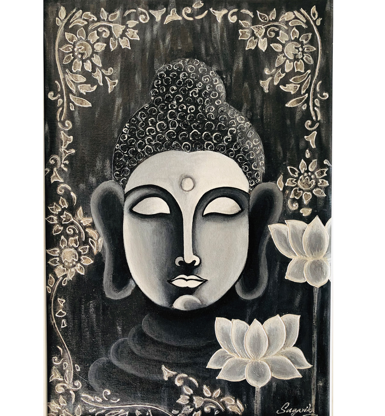 Buddha Paintings Black And White