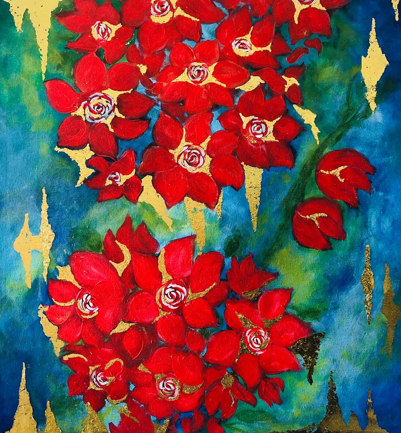 Acrylic Red Flower